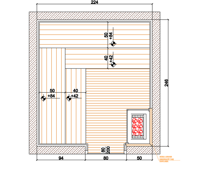 sauna projesi , imalat öncesi müşterilerimizle paylaşılır.