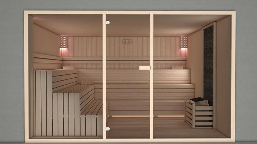ön yüzü temperli camlı sauna imalatımız