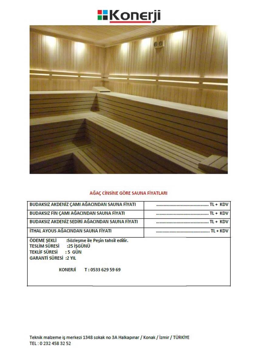 ahap cinsine gre sauna teklifi , sauna fiyat , sauna creti